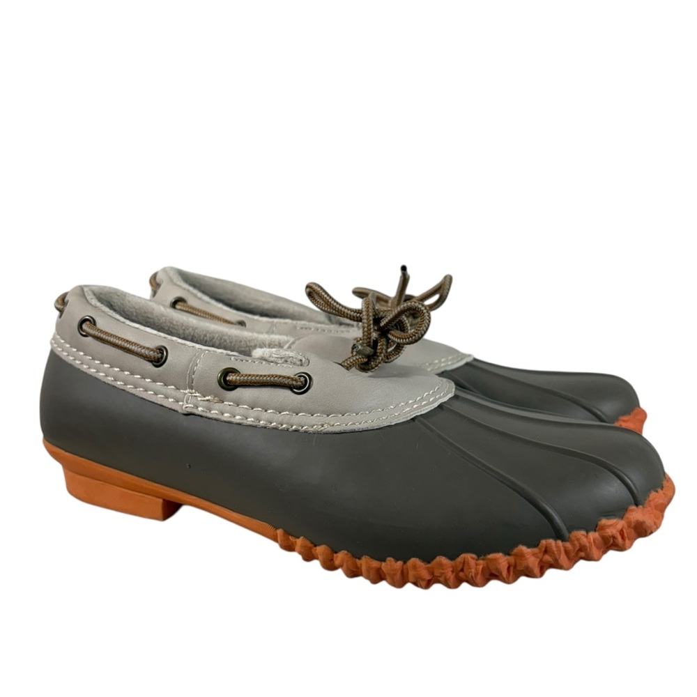 JBU by Jambu Women's Gwen Duck Loafer Slip On Gray Orange Fleece Lined 8.5